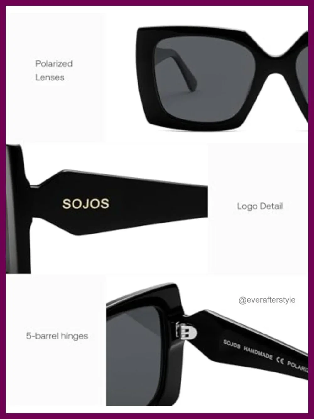 Oversized Polarized Square Acetate Sunglasses Women Retro Trendy UV400